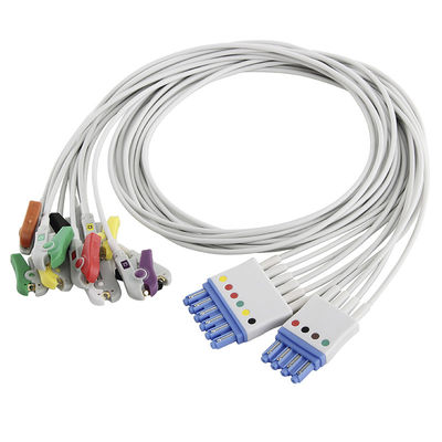 Fils d'électrocardiogramme de banane du CEI 4,0 de matériel des fils TPU de Philips 4+6 ECG