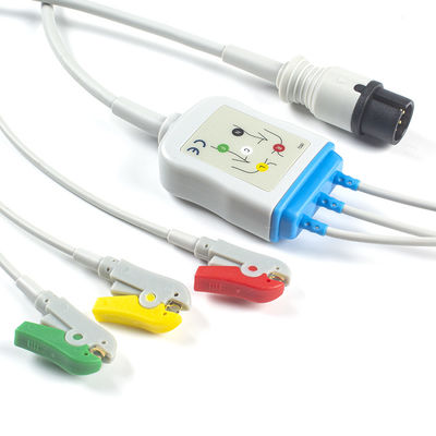 Câble du connecteur d'agrafe du CEI de câble d'AAMI 6Pin ECG et d'avance des fils 3 ECG