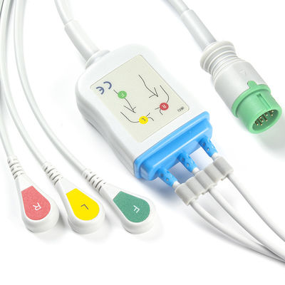 Câble de Pin Connector ECG de l'agrafe 12 du CEI de câble et de fils 3Lead de Biolight BLT ECG