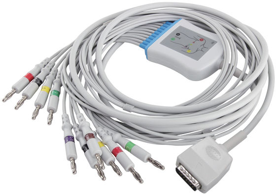 Câble d'électrocardiogramme du Q-effort ECG de câble d'électrocardiogramme de Nihon Kohden 45502-NK pour 5151A 5403A BSM-6501A et connecteur de banane du CEI 4,0 de fils