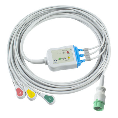 Cable électrocardiogrammique en une pièce Zoll et câbles de plomb 6Pin Cable électrocardiogrammique 3 canaux Cable électrocardiogrammique