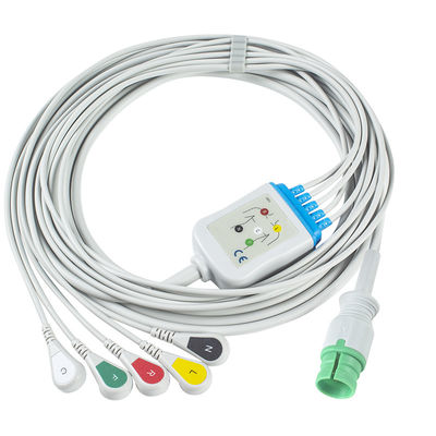 Cable électrocardiogrammique en une seule pièce et câbles de plomb Cable électrocardiogrammique à 14 pin Cable électrocardiogrammique à 5 canaux Cable électrocardiogrammique
