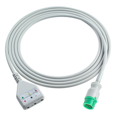 Mindray 12Pin ECG câble de tronc Datascope Din style 3lead câble 1.30M