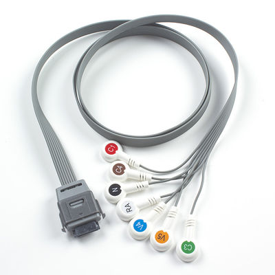 7Lead ECG Holter Cable TPU Matériau IEC Snap Compatible pour le dispositif biomédical Edan