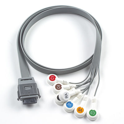 7Lead ECG Holter Cable TPU Matériau IEC Snap Compatible pour le dispositif biomédical Edan