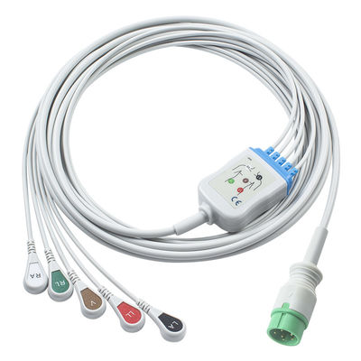 Cable d' ECG gris compatible IVY 5Lead AHA Snap de 1m à 3,0 de diamètre