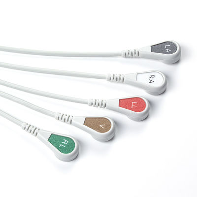 Cable d' ECG gris compatible IVY 5Lead AHA Snap de 1m à 3,0 de diamètre