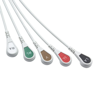 Cable d' ECG gris compatible IVY 5Lead AHA Snap de 1m à 3,0 de diamètre