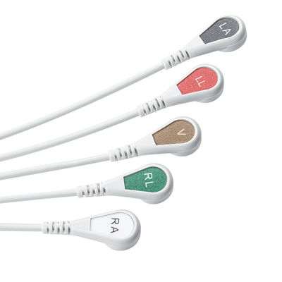 Cable d' ECG gris compatible IVY 5Lead AHA Snap de 1m à 3,0 de diamètre