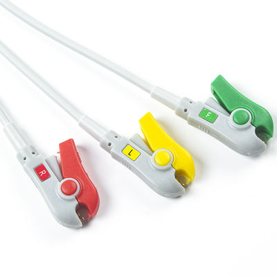 1m 3,0 de diamètre câble ECG semi-finis 3Lead IEC Grabber sans connecteur avec une durée de conservation de 24 mois