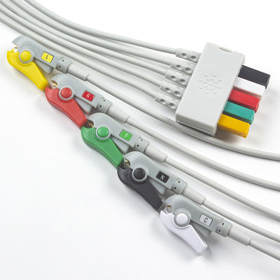 Cable électrique de patient S-iemens 5 plomb S-iemens IEC Grabber ECG plomb pour adulte ou pédiatrique en gris