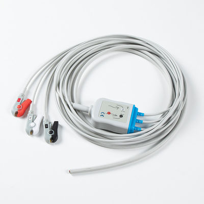 3Lead AHA Grabber électrocardiogramme semi-finis câbles sans connecteur
