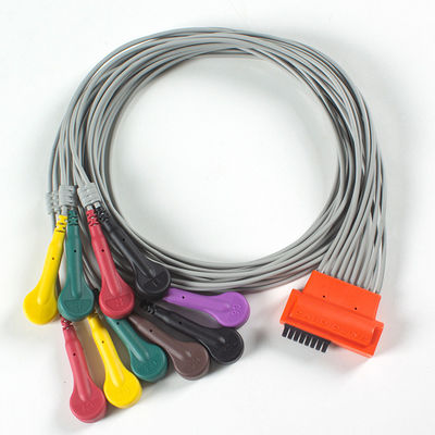 Compatible avec le cardiaque Touch ECG 10Lead ECG Cable IEC Snap avec TPU gris et orange