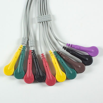 Compatible avec le cardiaque Touch ECG 10Lead ECG Cable IEC Snap avec TPU gris et orange
