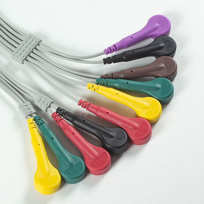 Compatible avec le cardiaque Touch ECG 10Lead ECG Cable IEC Snap avec TPU gris et orange