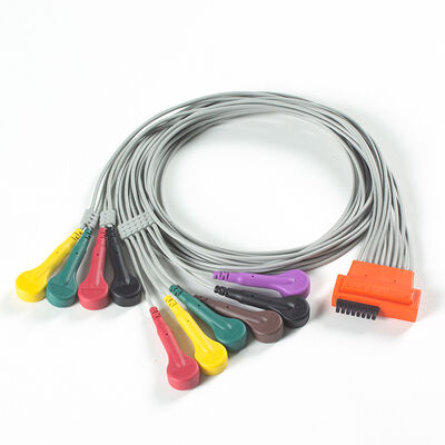 Cable d'ECG à Holter de plomb HD+ 10 compatible avec le matériel TPU et le codage des couleurs IEC