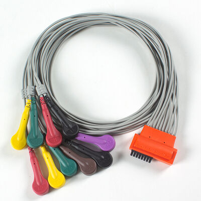 Cable d'ECG à Holter de plomb HD+ 10 compatible avec le matériel TPU et le codage des couleurs IEC