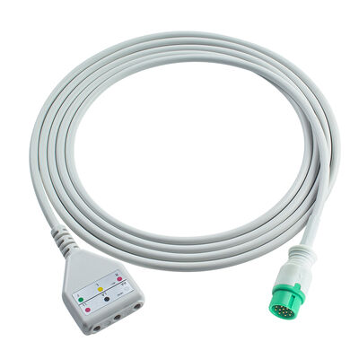 Câble adaptateur ECG Biolight 12 broches 3 5 dérivations O-ximax Tech AnyView A2 A6 A4 A8 Q7 Q5 Câble d'extension ECG style Din