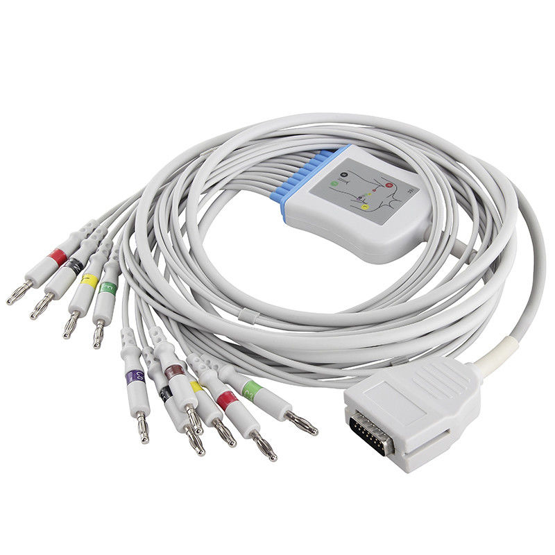 Câble E350I EK10 Eclipse LE Elite II d'électrocardiogramme de Mortara Burdick 012-0700-00 banane 4,0 du CEI de câble et de fils d'électrocardiogramme de 10 avances