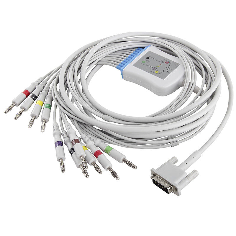 Câble d'électrocardiogramme du câble M2461A M3702C 989803175901 d'électrocardiogramme de Philips HP et banane 4,0 du CEI de Pin des fils 15