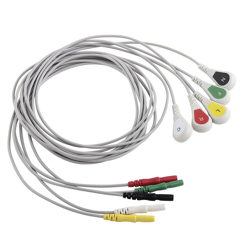 5 câble et fil médicaux de Holter ECG de goupille de 1H5 DU MATIN 6 de vacarme de câble d'Ecg de rupture d'avance pour l'enregistreur de Holer
