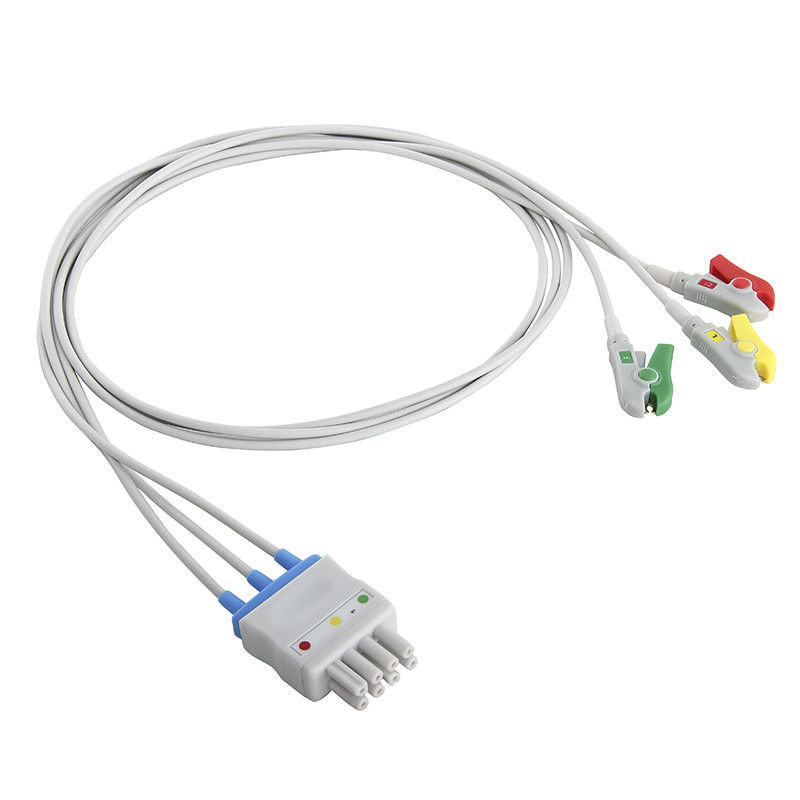 Le câble BR-906P BR-903PA K911A de Nihon Kohden ECG a placé l'agrafe d'agrippeur de 3 avances pour conjuguer 4 Pin Connector