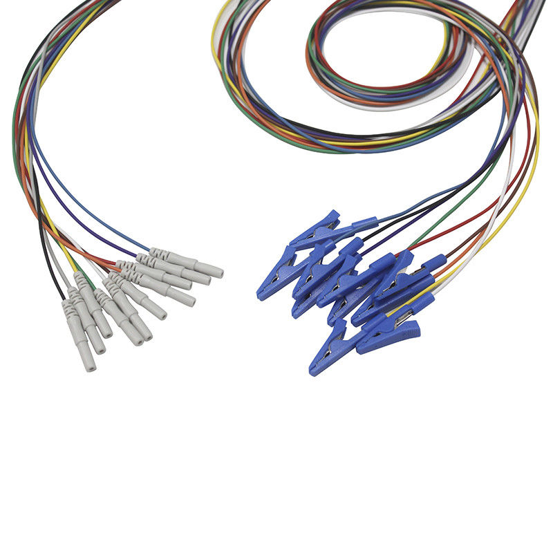 Électrode de fils de l'or plaquée par électrodes EEG de l'agrafe EEG de crocodile d'alligator d'agrippeur de style du vacarme 1,5