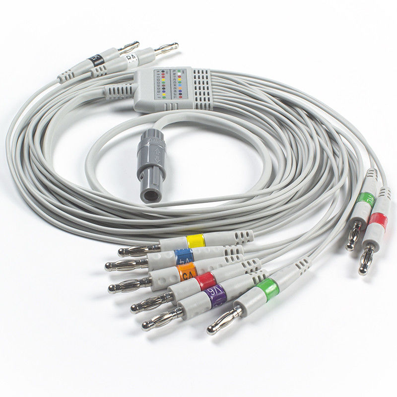 Câble d'électrocardiogramme de Welch Allyn RE-PC-AHA-BAN SE-PRO-600 et banane 4,0 du CEI de Pin des fils 14