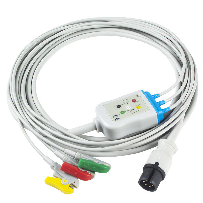 Câble du connecteur d'agrafe du CEI de câble d'AAMI 6Pin ECG et d'avance des fils 3 ECG