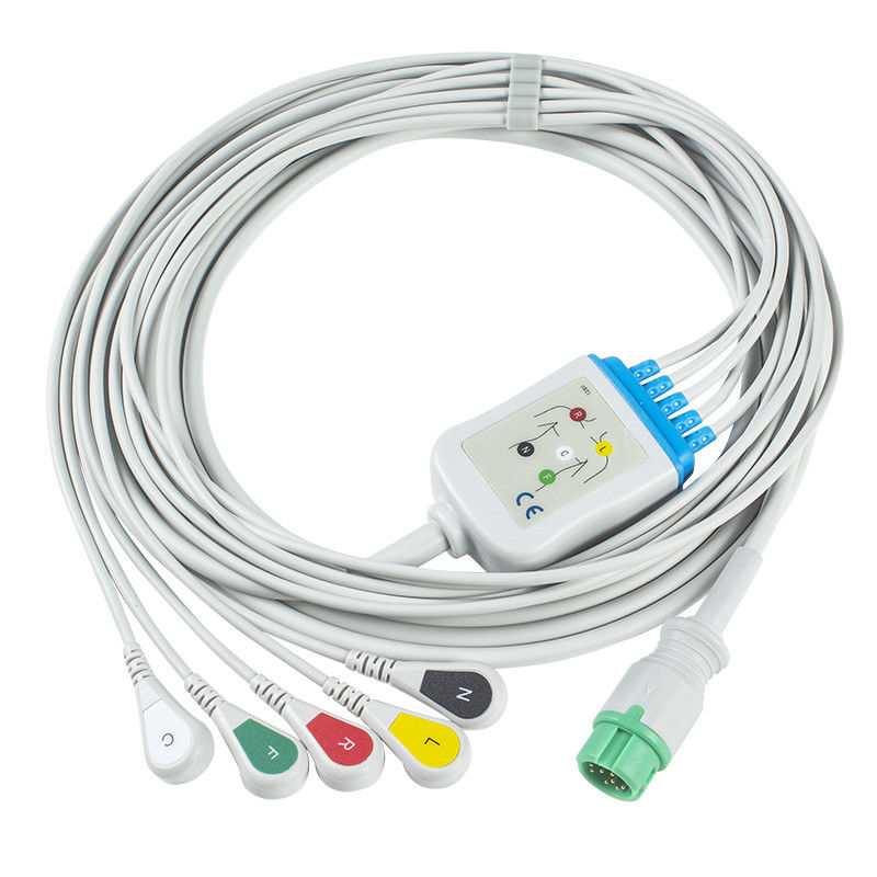Mindray Datascope 040-000963-00 câbles d'EA6252B ECG et connecteurs ECG des fils 12pin câblent la rupture du CEI de 5 avances