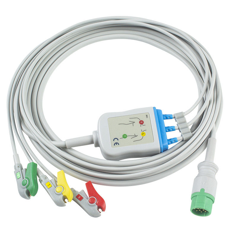 Câble de Pin Connector ECG de l'agrafe 12 du CEI de câble et de fils 3Lead de Biolight BLT ECG