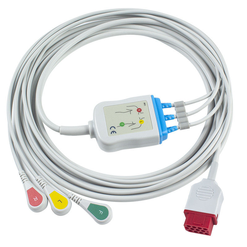 Les câbles et les fils du nouveau modèle BM3 BM5 ECG de Bionet cassent ECG câblent 3 le connecteur mâle du CEI 12 d'avance