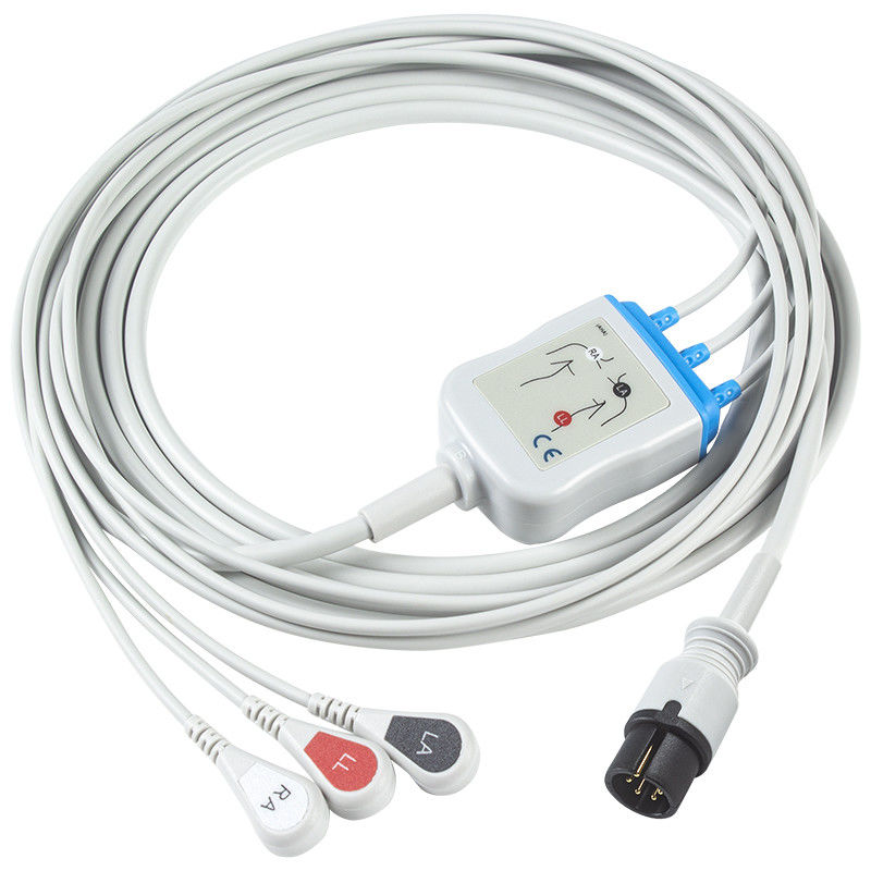Edan Compatible avec le câble ECG à connexion directe et les câbles de conduite 6Pin Universal AAMI 3Lead AHA Snap