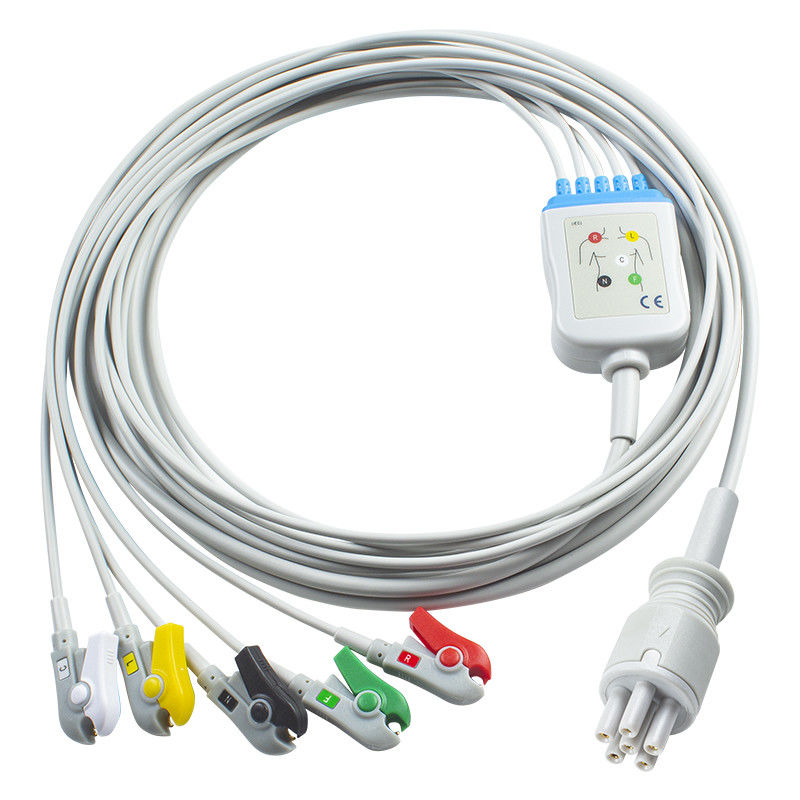 Pour Omron > Colin, câble ECG et câbles plombs à connexion directe compatibles 5Lead IEC Grabber