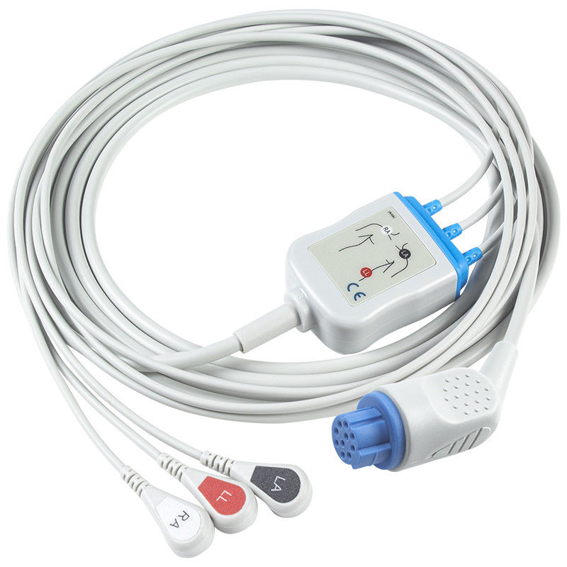 Pour Datex Ohmeda Cable ECG compatible à connexion directe et câbles de plomb 3Lead AHA Snap