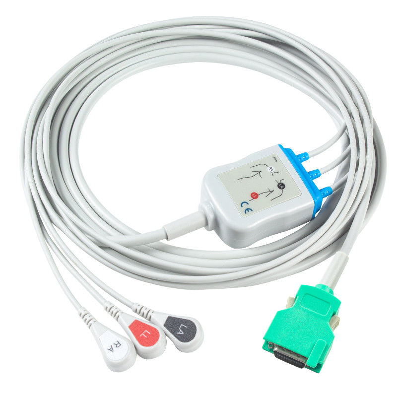 Pour Nihon Kohden, câble ECG compatible à connexion directe et câbles de plomb 3Lead AHA Snap