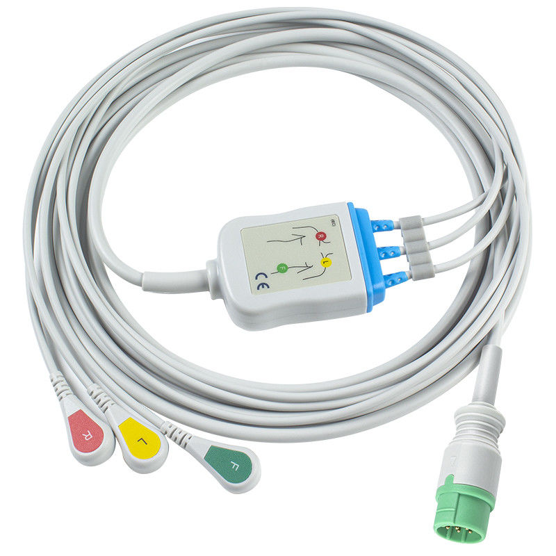 Pour les câbles ECG compatibles avec Schiller et les câbles plombs Direct Connect 3 Lead Iec Snap