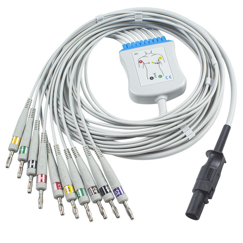 Câble d'électrocardiogramme du Q-effort 60-00181-01 de Mortara 60-00180-01 et banane 4,0 du CEI de Pin des fils 12