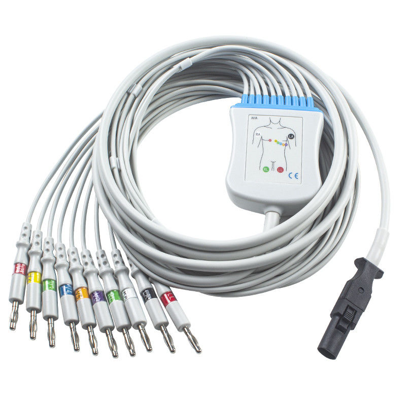 Câble d'électrocardiogramme du Q-effort 60-00181-01 de Mortara 60-00180-01 et banane 4,0 du CEI de Pin des fils 12