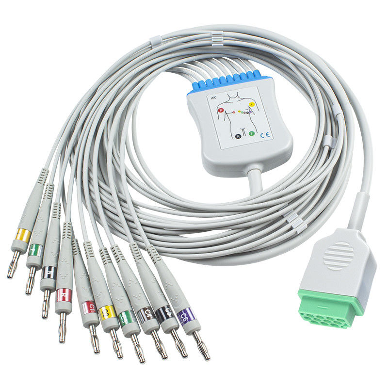 Câble d'électrocardiogramme d'avance de GE Healtcare Marquette 10 pour la banane SOLAIRE 4,0 du CEI de module d'Eagle Mac Lab PDM de tiret de Cathédrale-laboratoire