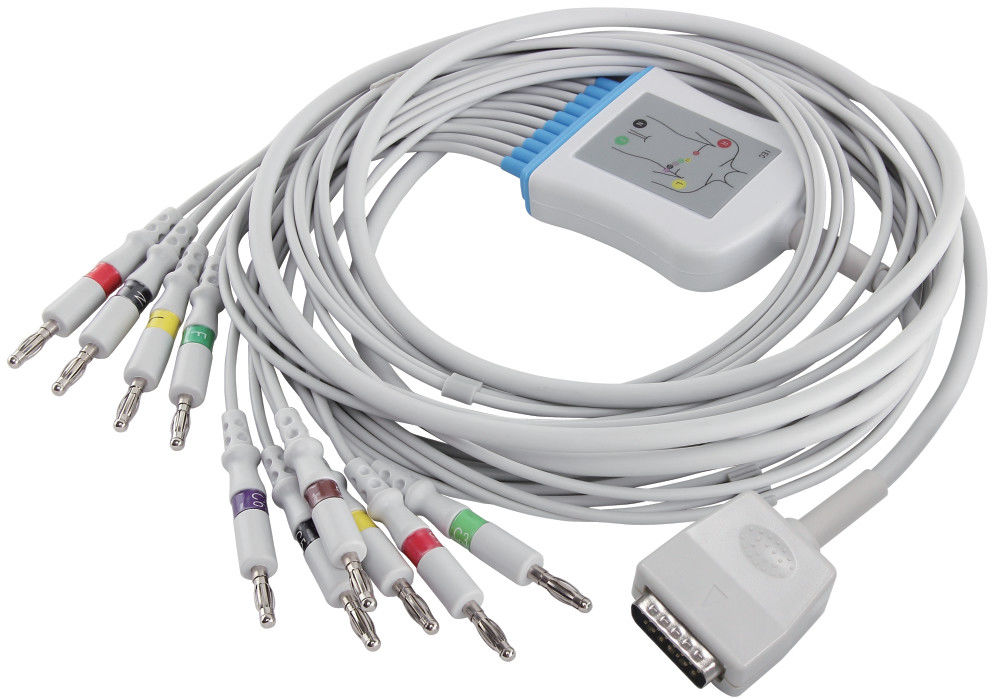 Câble d'électrocardiogramme du Q-effort ECG de câble d'électrocardiogramme de Nihon Kohden 45502-NK pour 5151A 5403A BSM-6501A et connecteur de banane du CEI 4,0 de fils