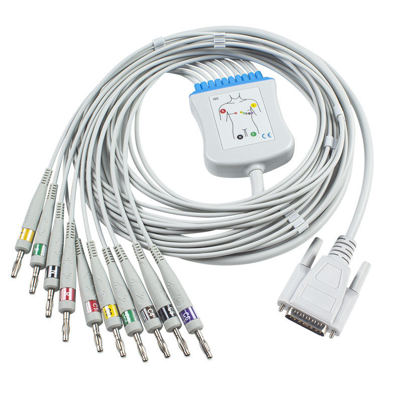 Banane 4,0 du CEI de Pin des fils 15 du câble BA-902D ECG-FD07 ECG-9010K de tronc de Nihon Kohden Ekg