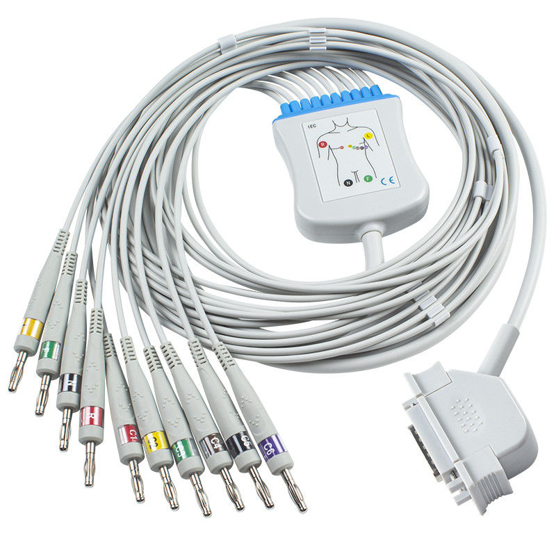 Câble de GE Hellige ECG pour le connecteur de la banane 4,0 du CEI d'électrocardiogramme du moniteur EK36 EK403 EK4 EK413 EK43 EK512 EK53 de Cardiosys