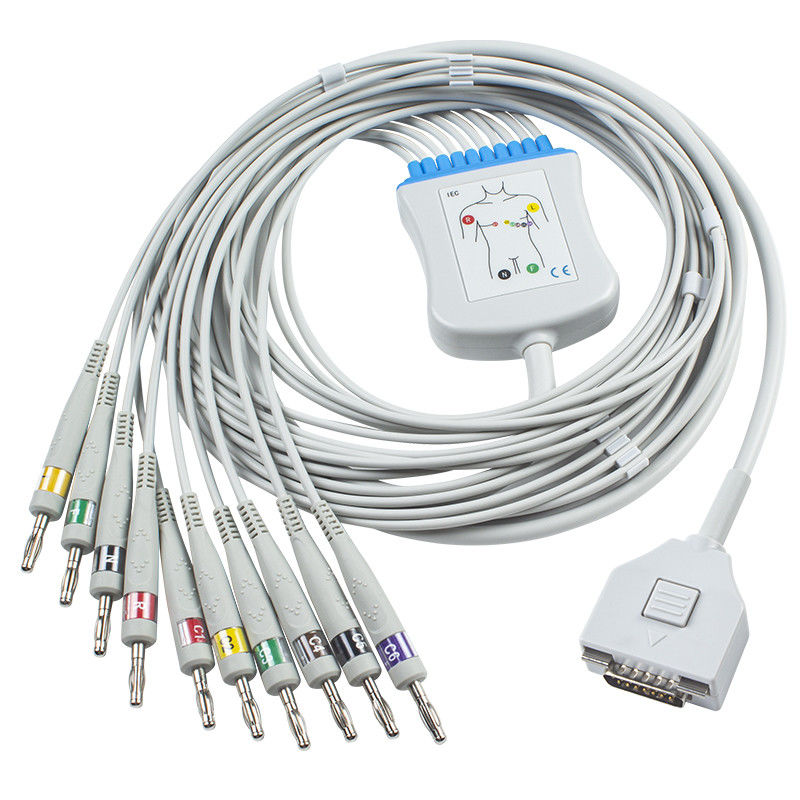 Fukuda JE moniteur patient d'électrocardiogramme du câble KP-500 KP-500D Cardisuny d'électrocardiogramme câblent 10 le connecteur de la banane 4,0 du CEI de fils de connexion