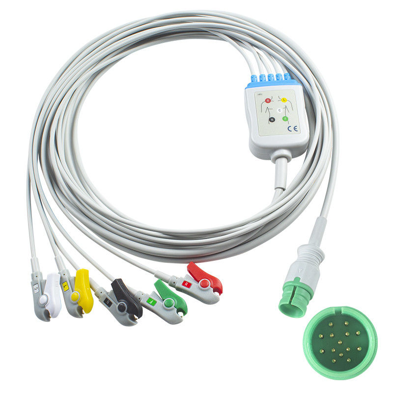 Promed PM-12 PM-12C PM-12D câbles ECG et fils de plomb 14 broches connecteur ECG câble 3 plomb IEC snap