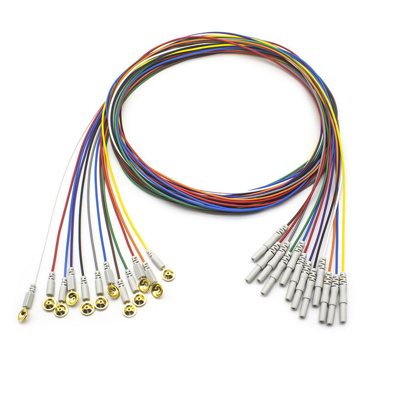 Électrodes EEG Din 1,5 plaqué avec de l'or Couleur EEG fil de plomb électrodes 1,5 mètres 10 pièces par ensemble