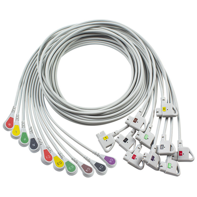 Compatible P-Hilips Trim 10Lead Cable ECG IEC Snap pour PageWriter Trim I, PageWriter Trim II