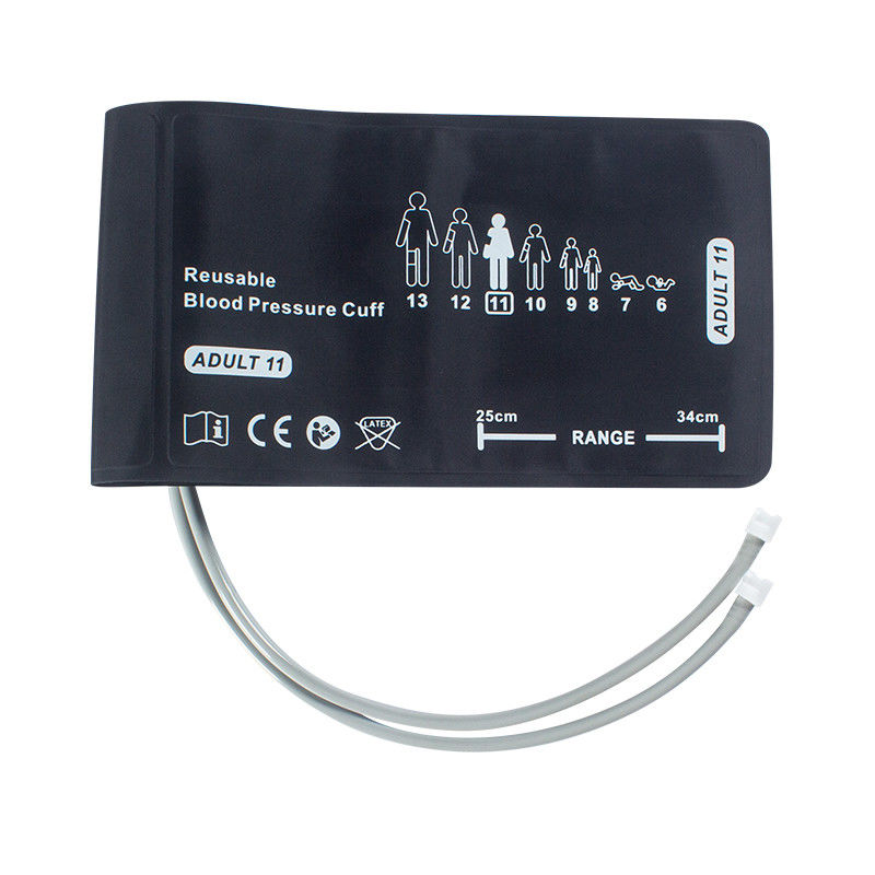 Welch Allyn Adulte Double tubes NIBP Manche 25 - 34cm 508243 REUSE-11-2MQ Connecteur à verrouillage croisé FlexiPort Moniteur de pression artérielle Manche
