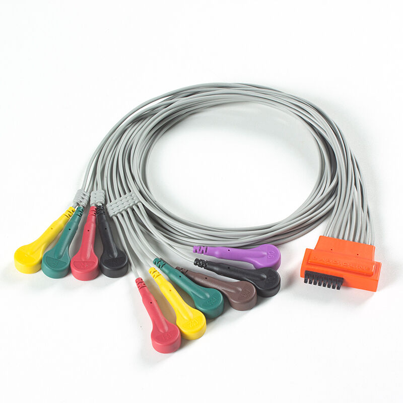 Cable d'ECG à Holter de plomb HD+ 10 compatible avec le matériel TPU et le codage des couleurs IEC