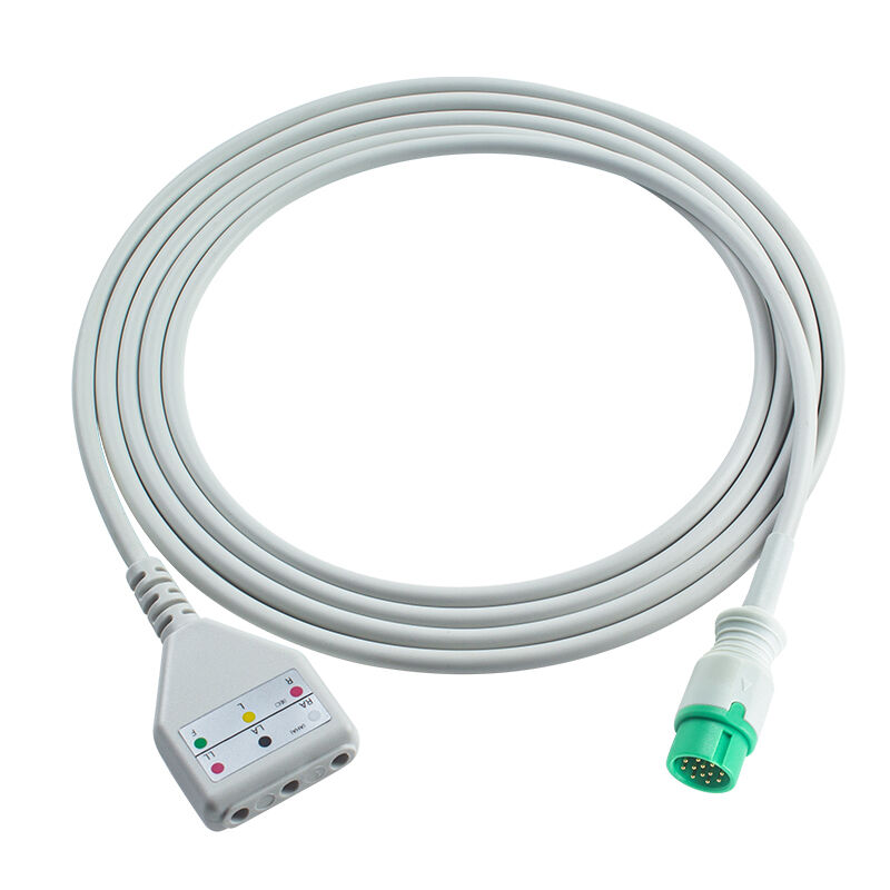 Câble adaptateur ECG Biolight 12 broches 3 5 dérivations O-ximax Tech AnyView A2 A6 A4 A8 Q7 Q5 Câble d'extension ECG style Din